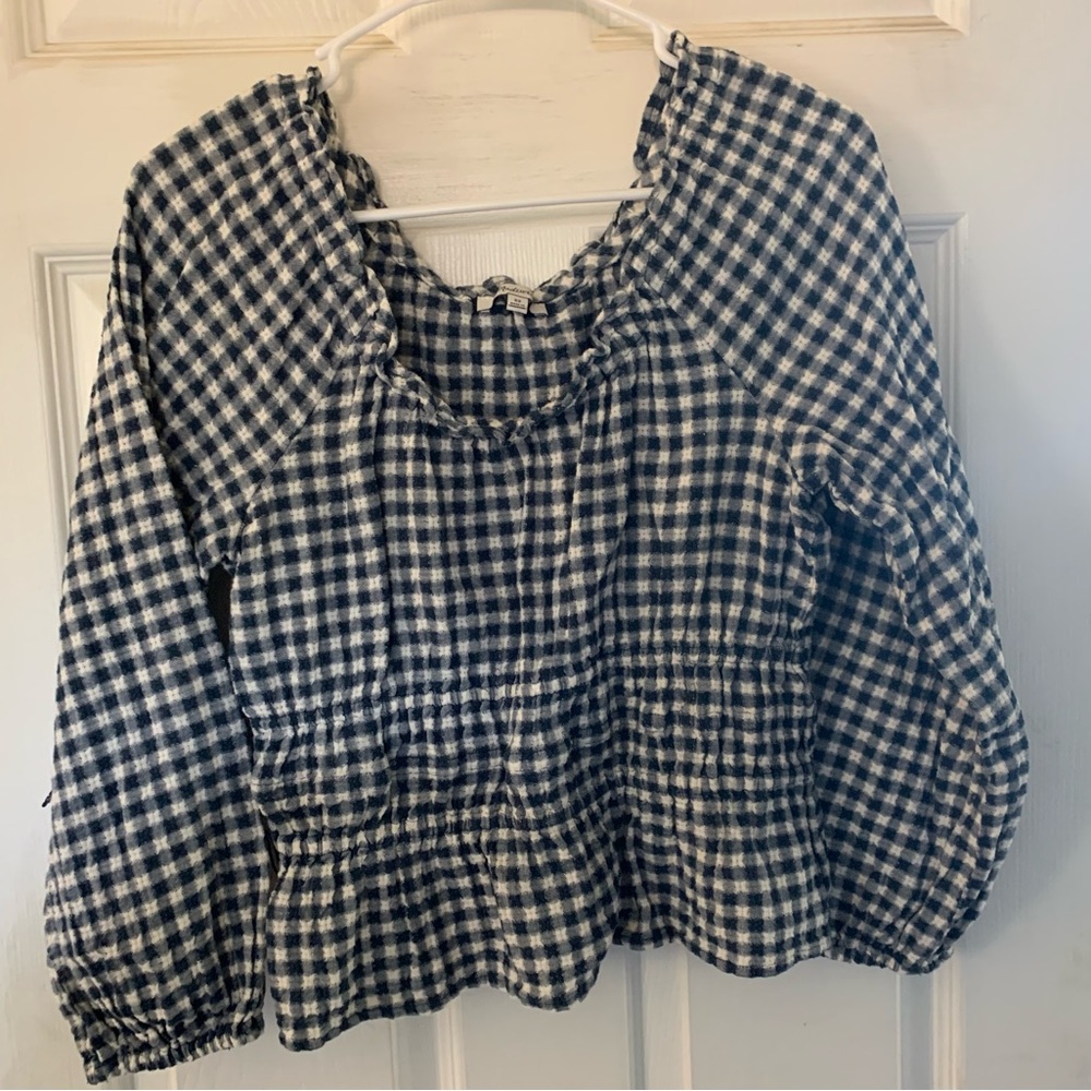 Madewell BlueWhite gingham Top